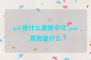 gear是什么意思中文 gear意思是什么