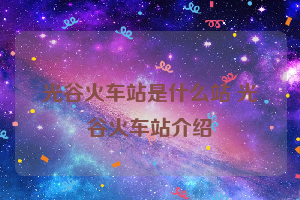 光谷火车站是什么站 光谷火车站介绍