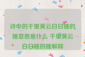 诗中的千里黄云白日曛的曛意思是什么 千里黄云白日曛的曛解释