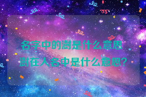 名字中的澍是什么意思 澍在人名中是什么意思？