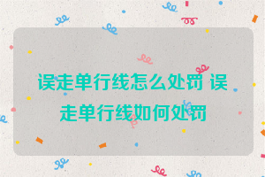 误走单行线怎么处罚 误走单行线如何处罚