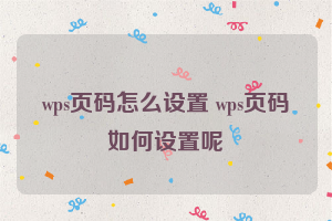 wps页码怎么设置 wps页码如何设置呢