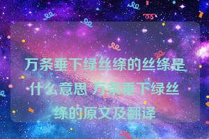 万条垂下绿丝绦的丝绦是什么意思 万条垂下绿丝绦的原文及翻译