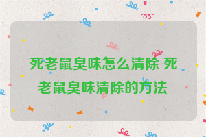 死老鼠臭味怎么清除 死老鼠臭味清除的方法