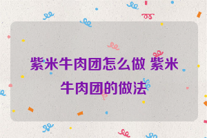 紫米牛肉团怎么做 紫米牛肉团的做法