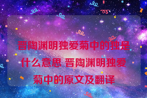 晋陶渊明独爱菊中的独是什么意思 晋陶渊明独爱菊中的原文及翻译